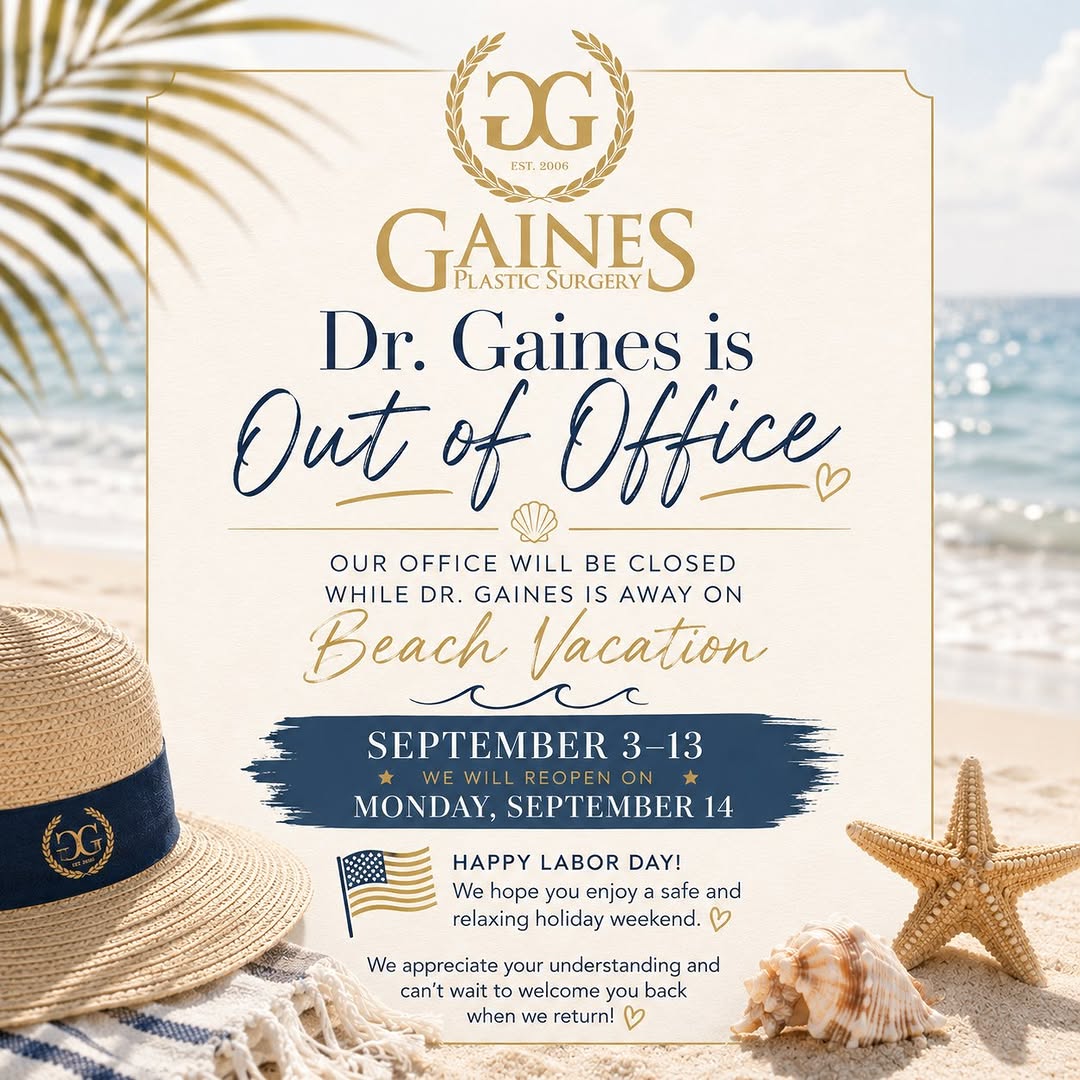 Instagram post by Dr. Gregory C. Gaines: We will be out of the office from September 3-13. We hope you all have a safe Labor Day weekend! We look forward to seeing you when we retur…