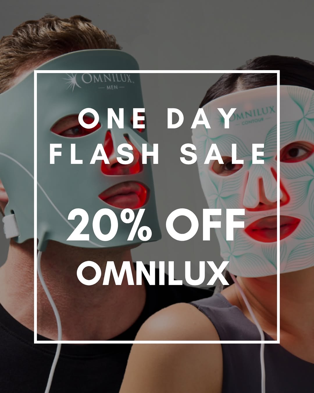 Instagram post by Dr. Gregory P. Kezele: ⚡ FLASH SALE — TODAY ONLY ⚡ 20% off all Omnilux LED devices, in office & online. 8/5 only · while supplies last. Link in bio to shop 💛