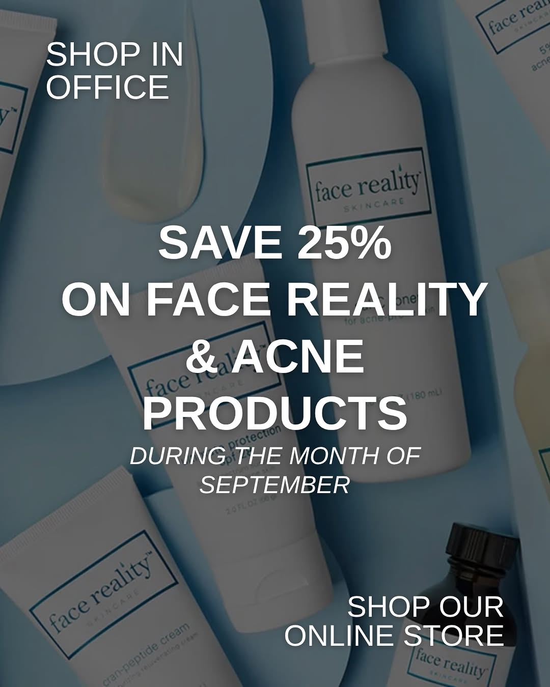 Instagram post by Dr. Gregory P. Kezele: Clear skin, 25% off✨✨✨ Breakouts don’t take the fall off, and neither does your skincare. Through the end of September, take 25% off Face Re…