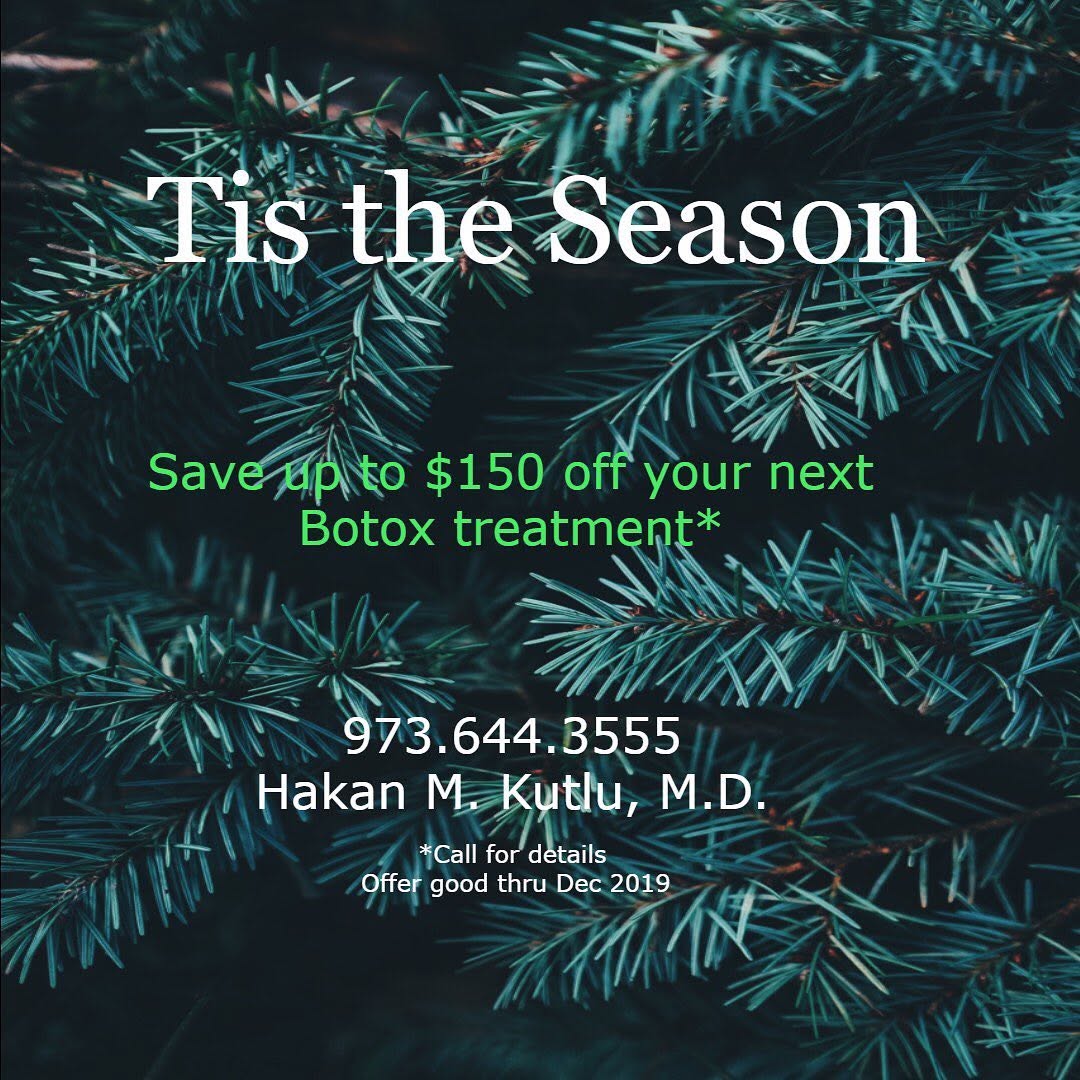 Instagram post by Dr. Hakan M. Kutlu: Ask about our Holiday Specials. Call our office today. 973.644.3555 - #cosmetic #injectables #plasticsurgery #botox #allergan #holidayseason