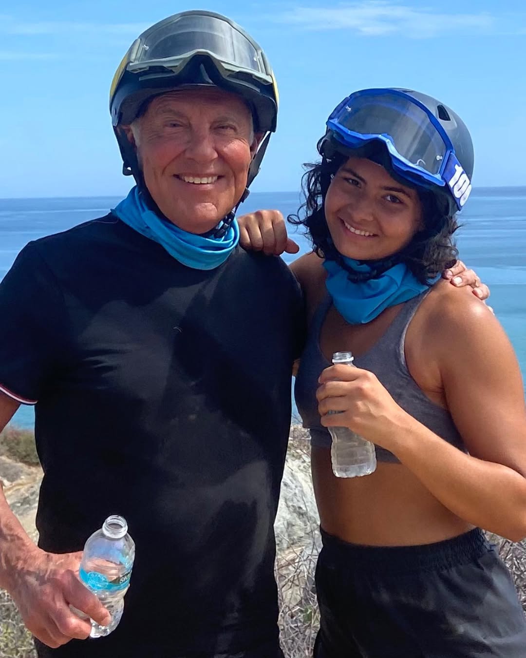 Instagram post by Dr. Harry Glassman: Much needed water break with wonderful granddaughter Isabela during incredible ATV in Los Cabos