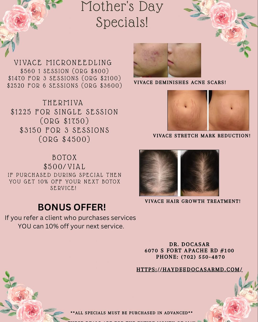 Instagram post by Dr. Haydee Docasar: Make sure to check out our Mother’s Day Specials!! It is valid for the entire month of May. #happymothersday #treatyourself #vivace #thermiv…