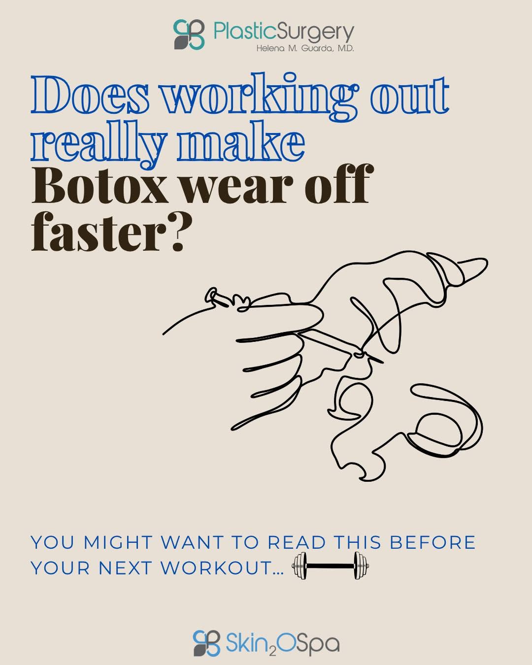 Instagram post by Dr. Helena Guarda: 💉🏃♀️ YOU MIGHT WANT TO READ THIS BEFORE YOUR NEXT WORKOUT… Does working out make your Botox wear off faster? The answer: It may — especia…