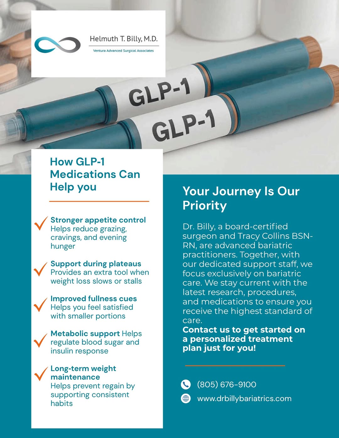 Instagram post by Dr. Helmuth T. Billy: Are GLP-1 medications right for you? Contact us to find out more! #drbillybariatrics #drbillybariatricssurgery #weightloss #weightlossjourne…
