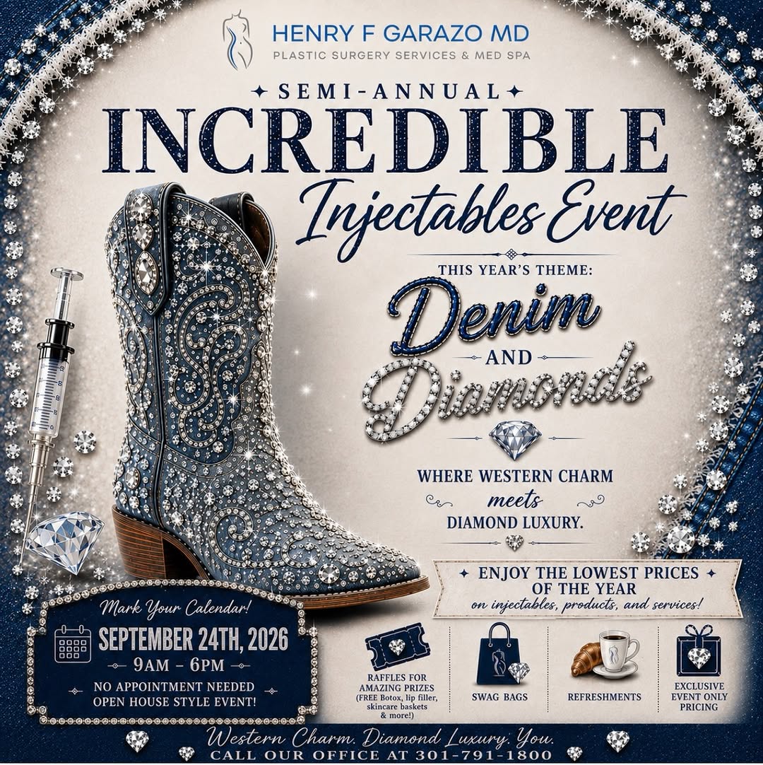 Instagram post by Dr. Henry F. Garazo: 💎 SAVE THE DATE! 💎 Thursday, September 24th | 9 AM–6 PM Our semi-annual Incredible Injectables Fall Event is back—and this year, we’re bri…