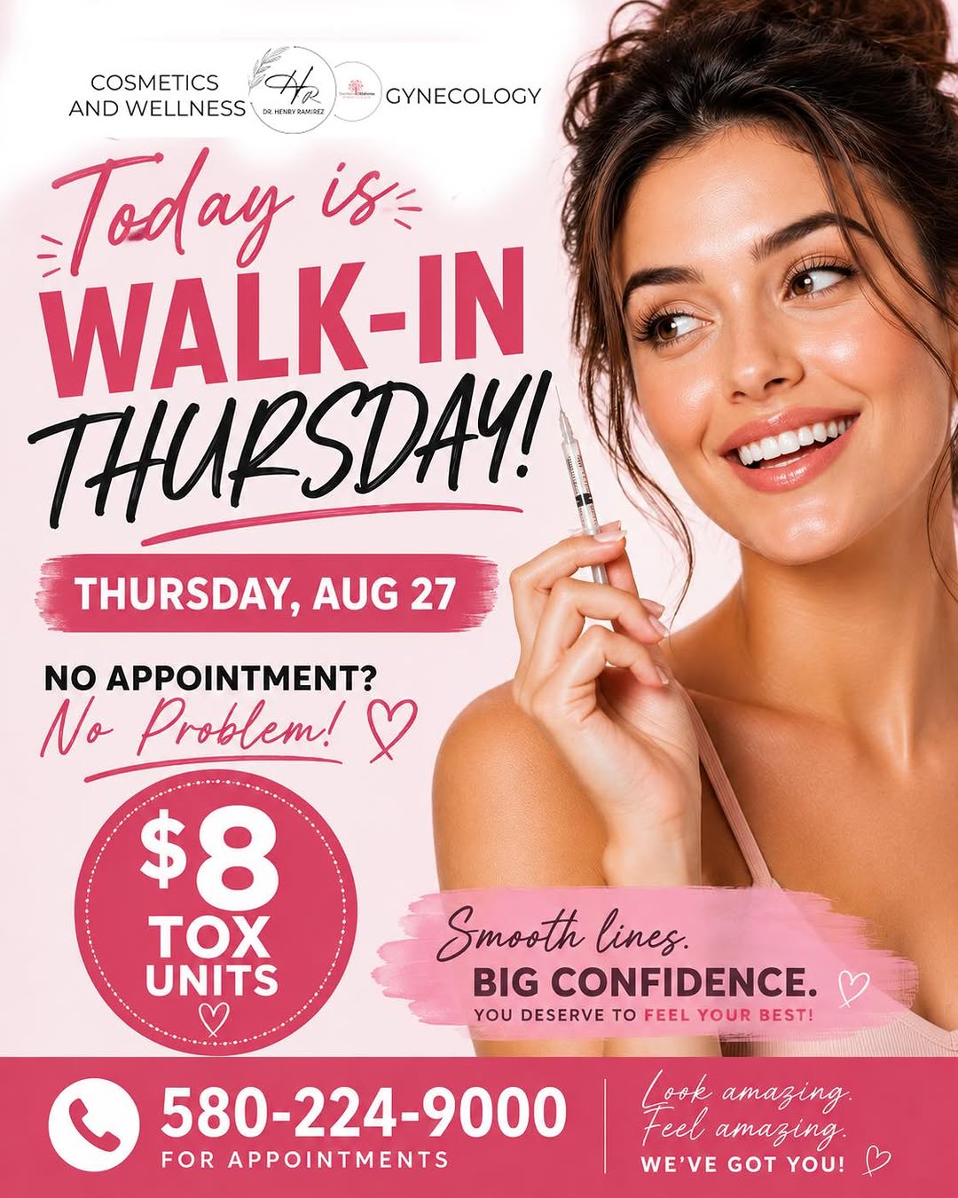 Instagram post by Dr. Henry Ramirez: TODAY IS THE DAY! Hop, Skip or Drive on over for our walk in special. Interested in something special? Come talk!! . #Wellness #womenshealth…