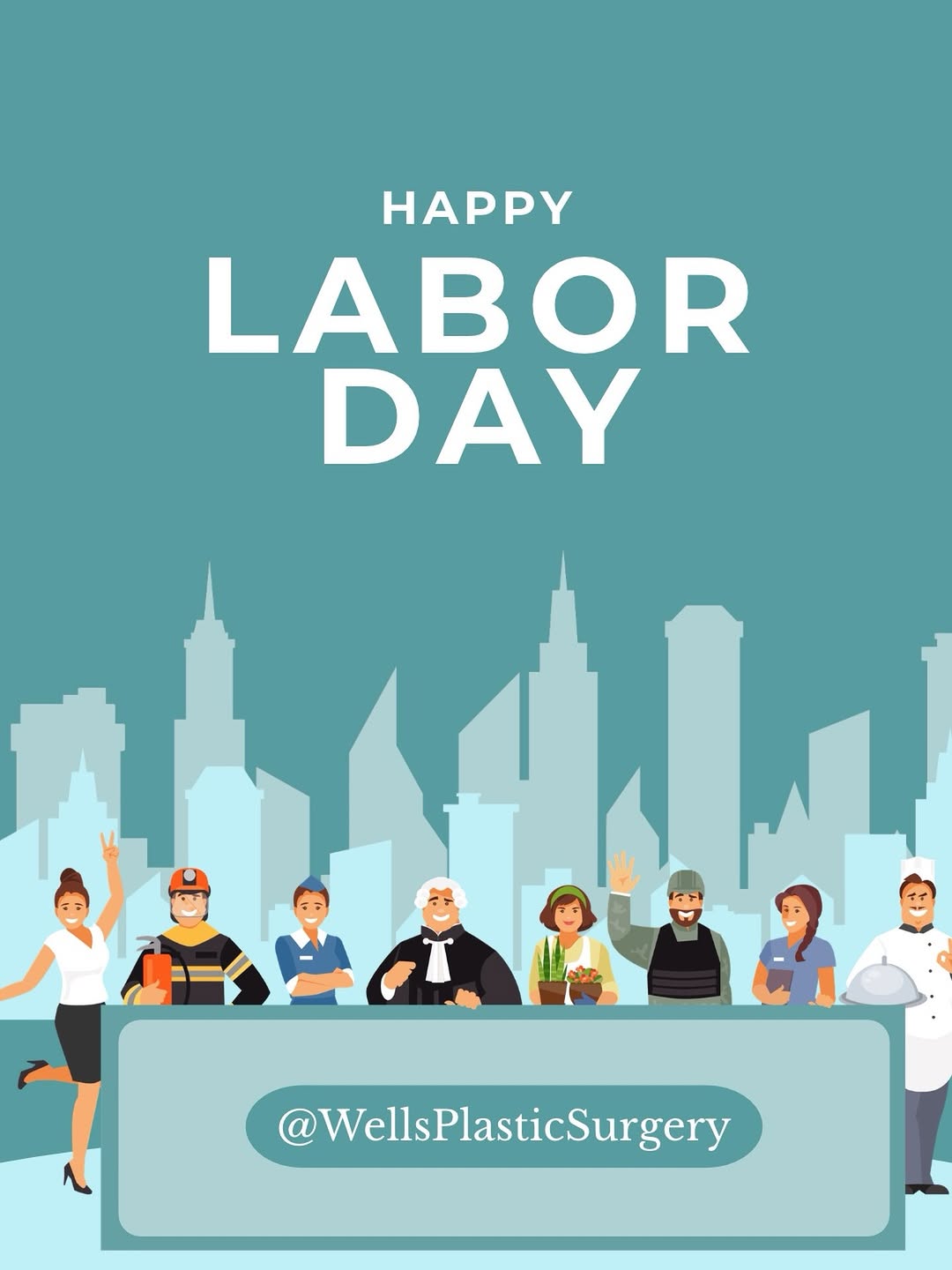 Instagram post by Dr. Henry Wells: Wishing you a well-deserved rest this Labor Day. We’ll be back after the long weekend, ready to help you look and feel your best. #LaborDay
