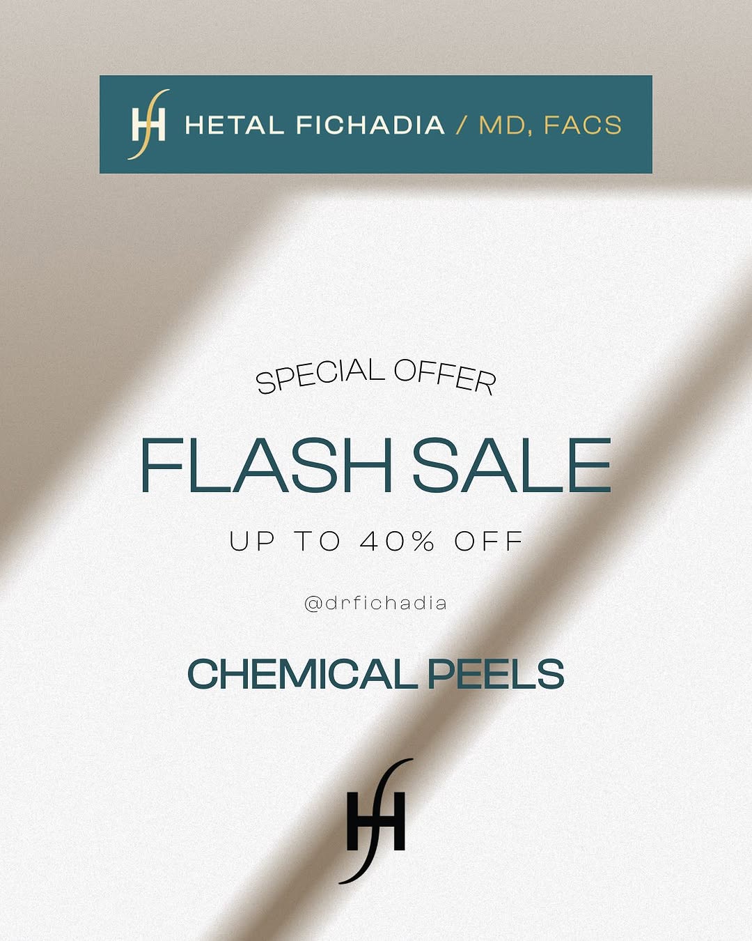 Instagram post by Dr. Hetal Fichadia: Who doesn’t love a flash sale?! Schedule a chemical peel on March 26/27 and get 40% off your service! Can’t make those dates? Don’t worry! I…