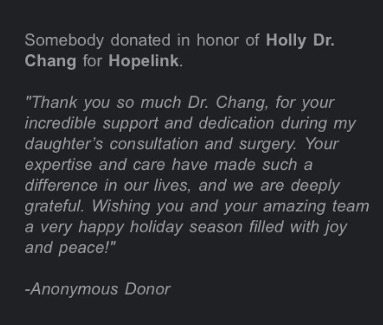 Instagram post by Dr. Holly Chang: What a wonderful Christmas gift from one of my patients. #doctorgift #gratefulpatient