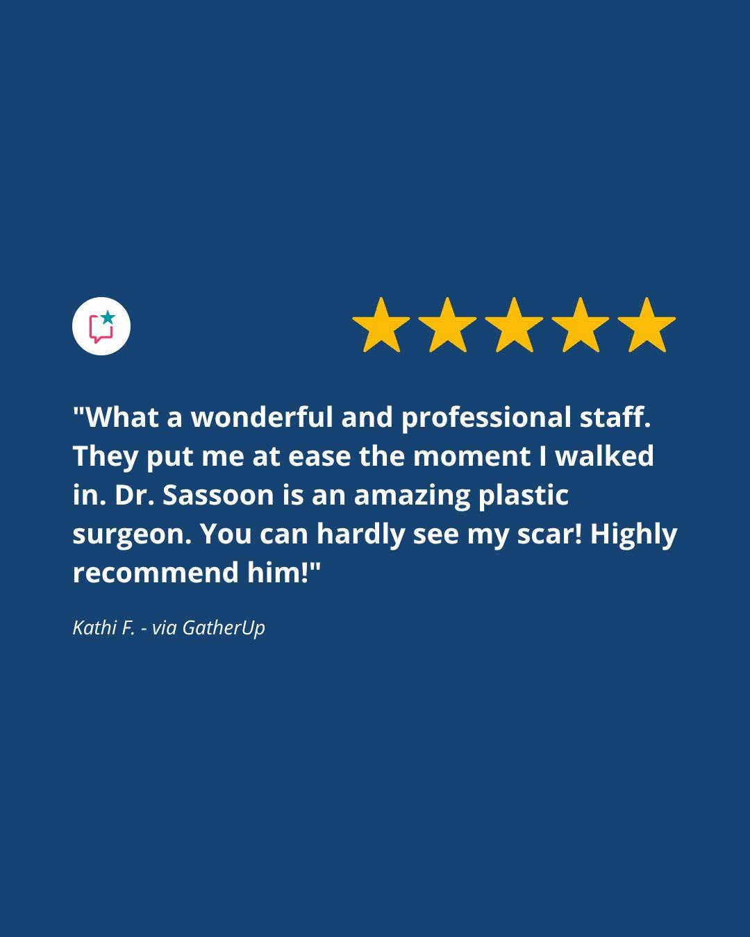 Instagram post by Dr. Homayoun Sasson: Always grateful for our patient's feedback.