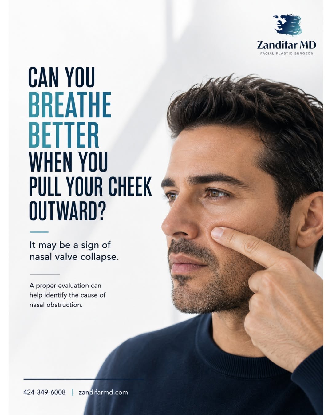 Instagram post by Dr. Hootan Zandifar: Do you find yourself breathing better when you gently pull the side of your cheek outward? It may be worth paying attention to. For some peo…