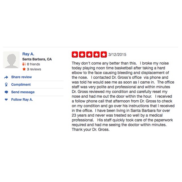 Instagram post by Dr. Howard Gross: ANOTHER 5 STAR REVIEW, THANK YOU!