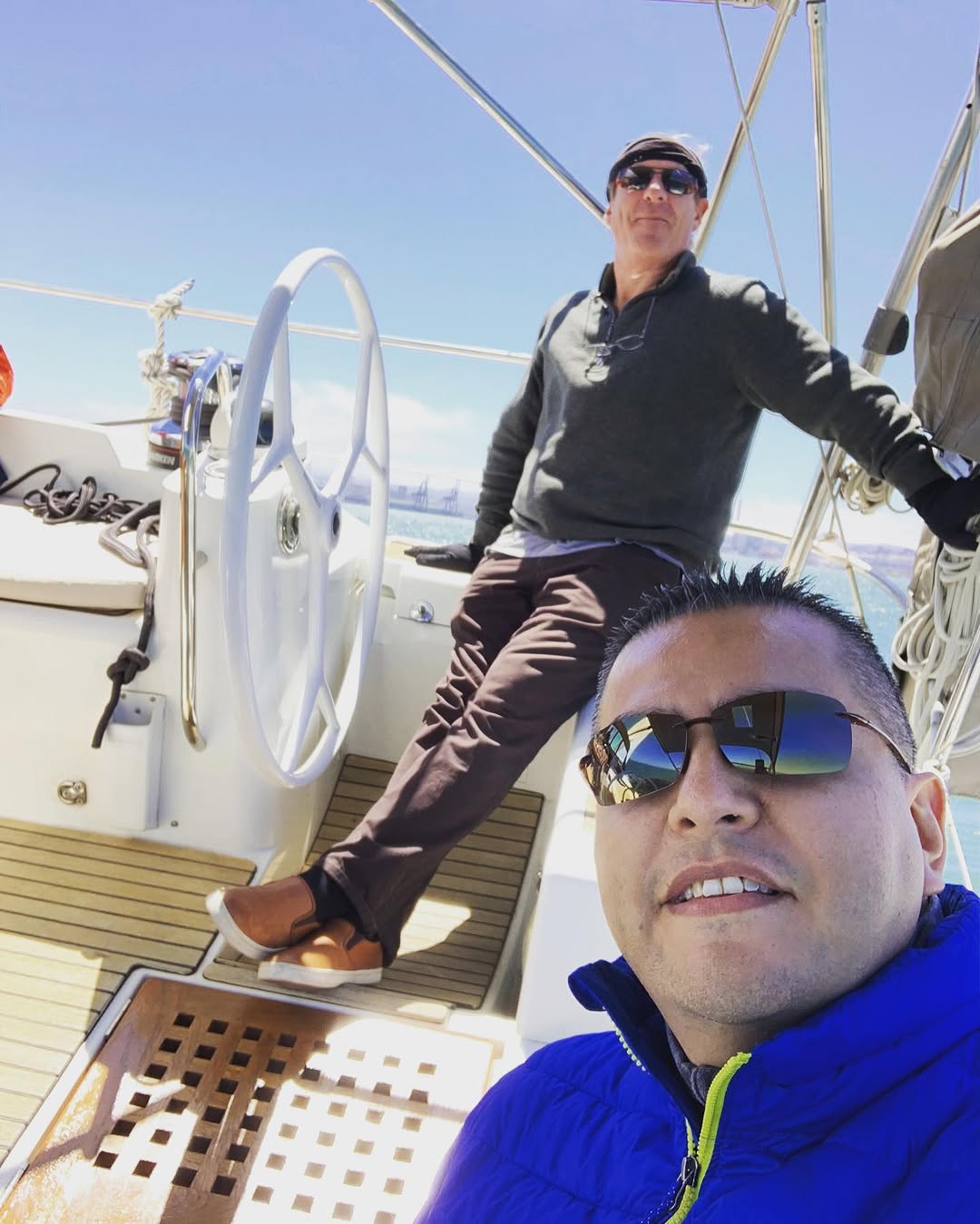 Instagram post by Dr. Howard Sutkin: When they are not busy with patients our PA Javier and Dr. Sutkin love to spend their free time boating!! ⚓️ #fillers #facelift #breastimpla…
