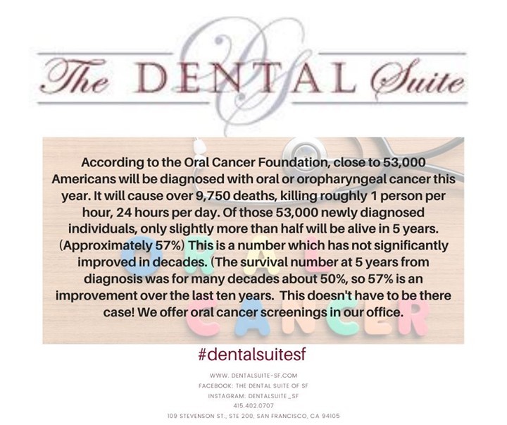 Instagram post by Dr. Inna Rostker: When was the last time you were screened for oral cancer? We have testing available in our office and we recommend this once annually at one…