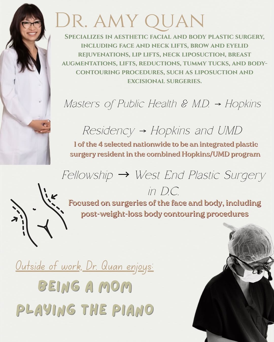 Instagram post by Dr. Ira D. Papel: Meet Dr. Amy Quan! Specializes in aesthetic facial AND body plastic surgery, blending precision with a personalized approach to help patient…