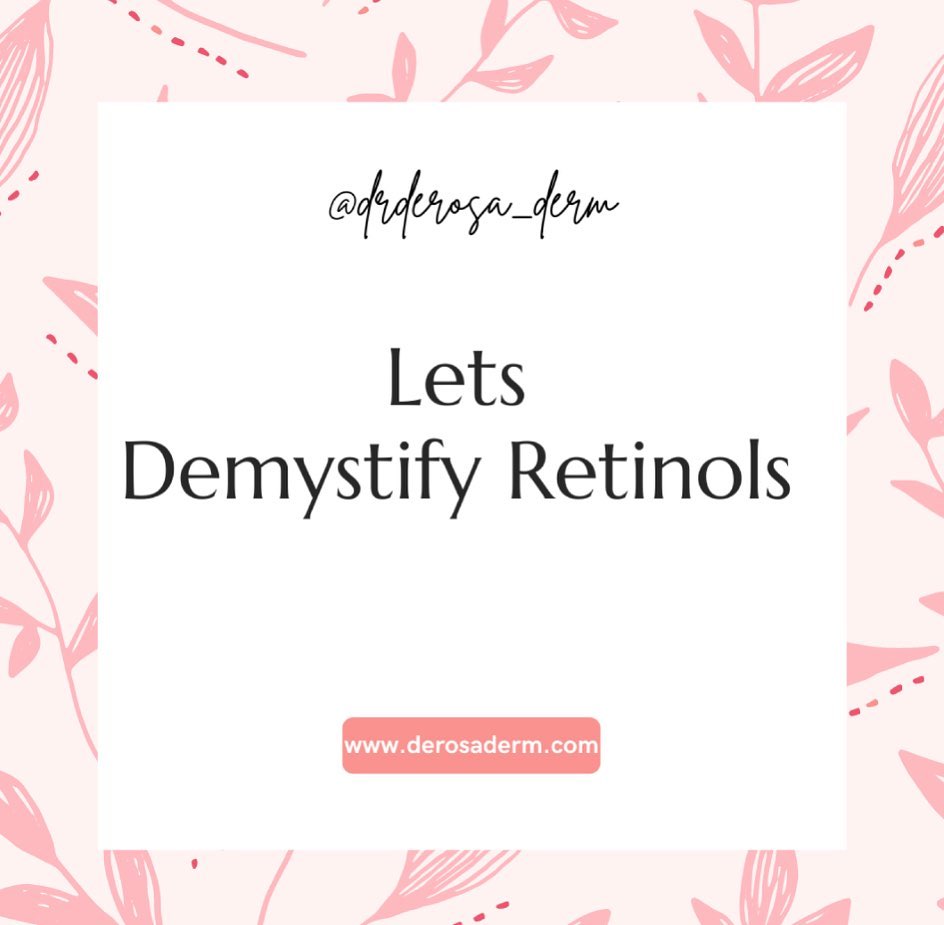 Instagram post by Dr. Ivy DeRosa, DO: Lets take about...retinol 🧴 I encourage every patient I have over the age of 20 to start on a retinoid of some kind. They are the gold stan…
