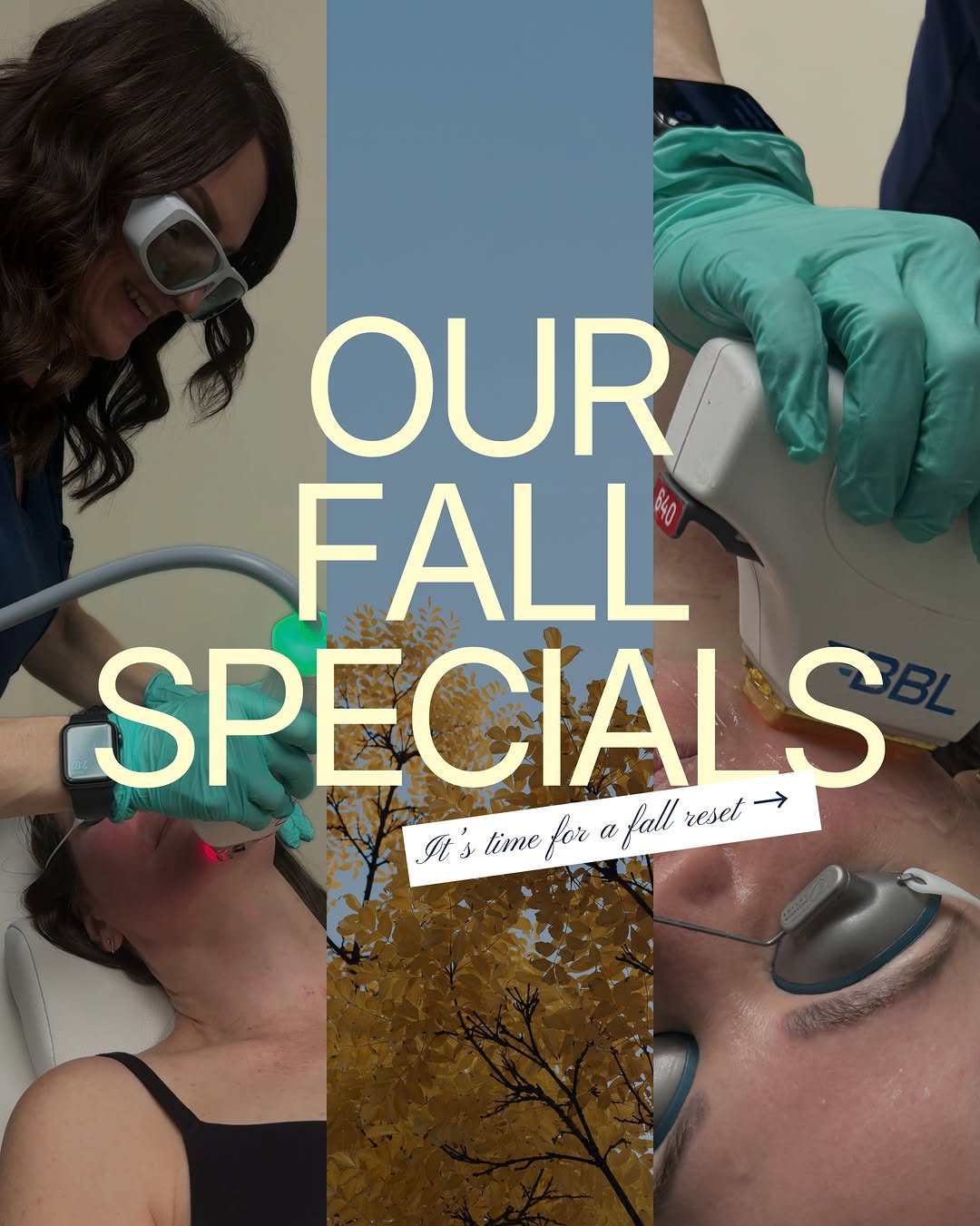 Instagram post by Dr. J. Clinton Merrick: Fall is the perfect time to give your skin a little reset 🍂 Our fall specials are here! Whether you’re ready to tackle summer sun damage, r…