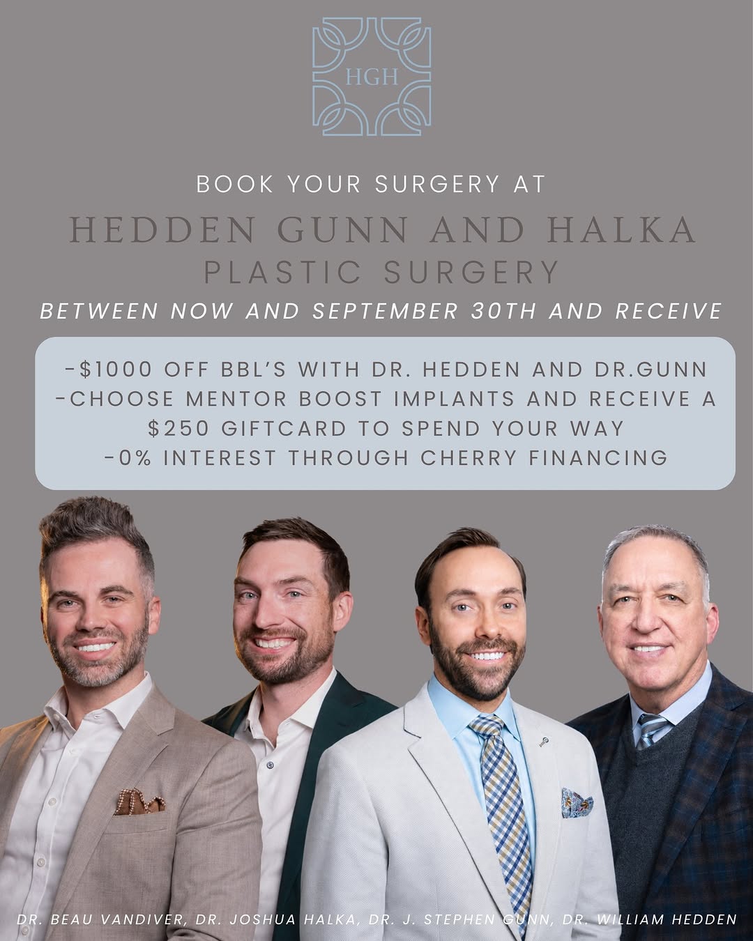 Instagram post by Dr. J. Stephen Gunn: If surgery has been on your mind, this is your sign to stop waiting. ✨ Book your surgery at Hedden Gunn & Halka Plastic Surgery between now …