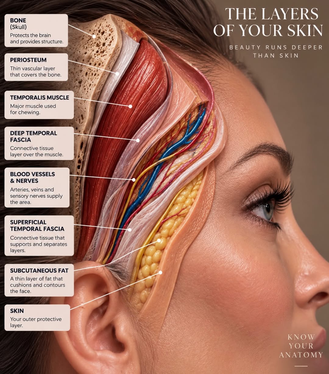 Instagram post by Dr. Jacob Boeckmann: A facelift isn’t just about lifting the skin. It’s about understanding what’s underneath it. Your face has layers—skin, fat, the SMAS, muscl…