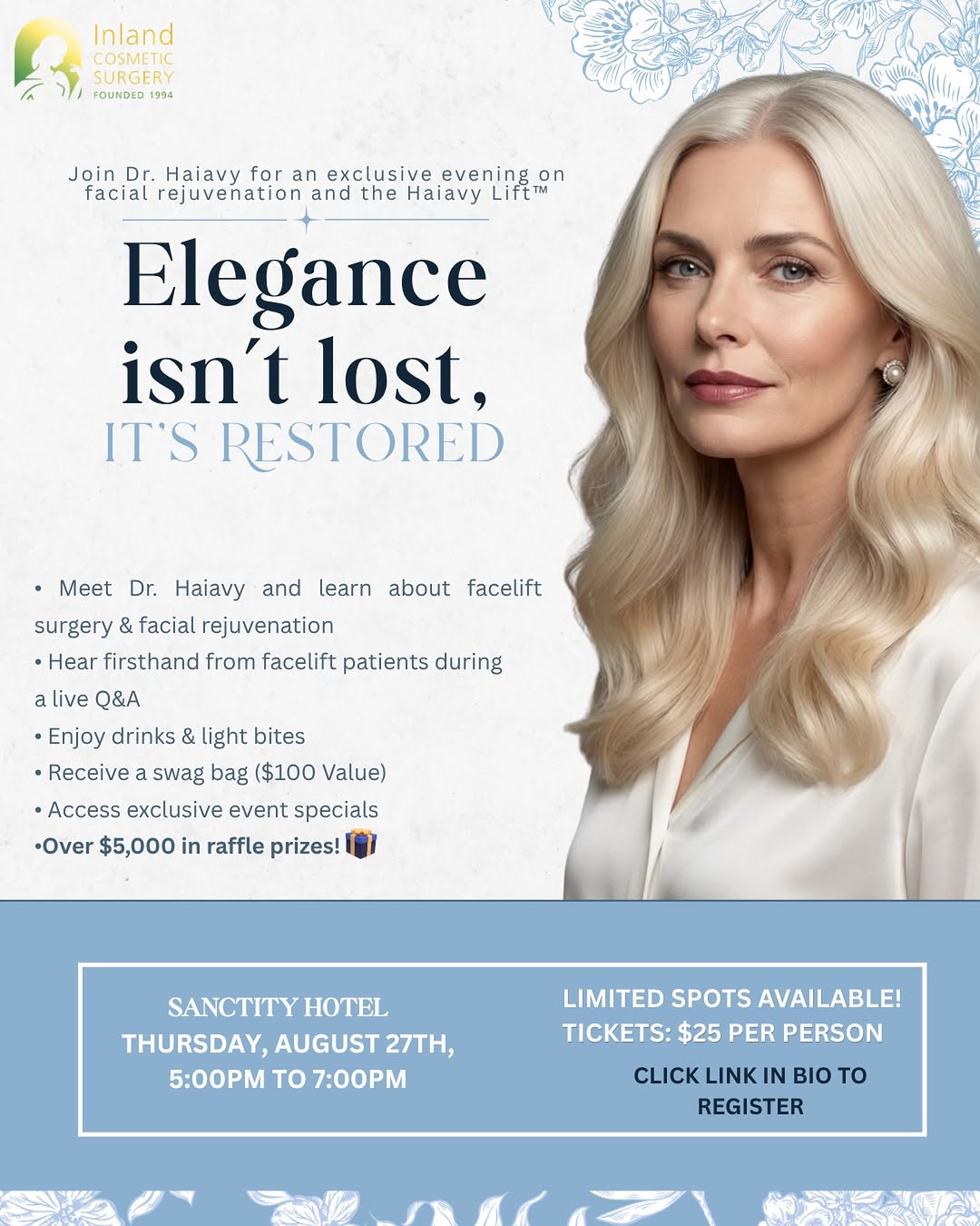Instagram post by Dr. Jacob Haiavy: ✨Elegance isn’t lost. It’s restored.✨ You’re invited to an exclusive evening dedicated to facial rejuvenation and the HAIAVY Lift. Join Dr. …