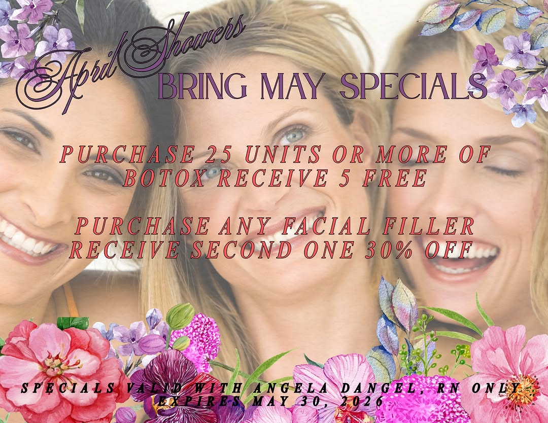 Instagram post by Dr. Jagdev S. Heir, MD, D: Call today to reserve your appointment in May - 844-673-9131 - specials only valid for treatment with Angela DAngelo, RN