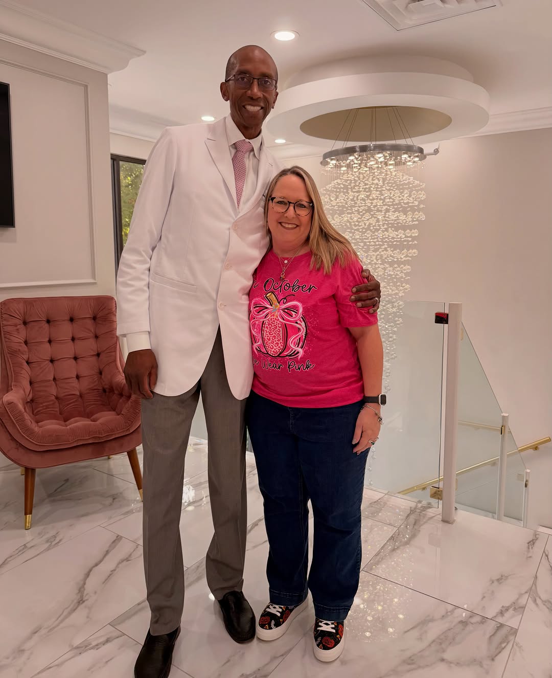 Instagram post by Dr. Jamal Morrisette Bullocks: Kicking off Breast Cancer Awareness Month with a moment that means so much. This month, we honor the fighters, celebrate the survivors, reme…