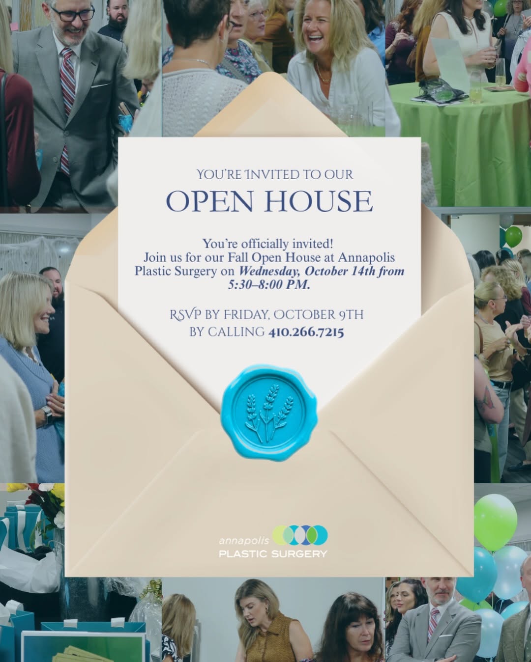 Instagram post by Dr. James E. Chappell: 🎉You’re invited! Join us for the Fall Open House at Annapolis Plastic Surgery on Wednesday, October 14th from 5:30-8:00 PM. ⬇️Here’s what y…