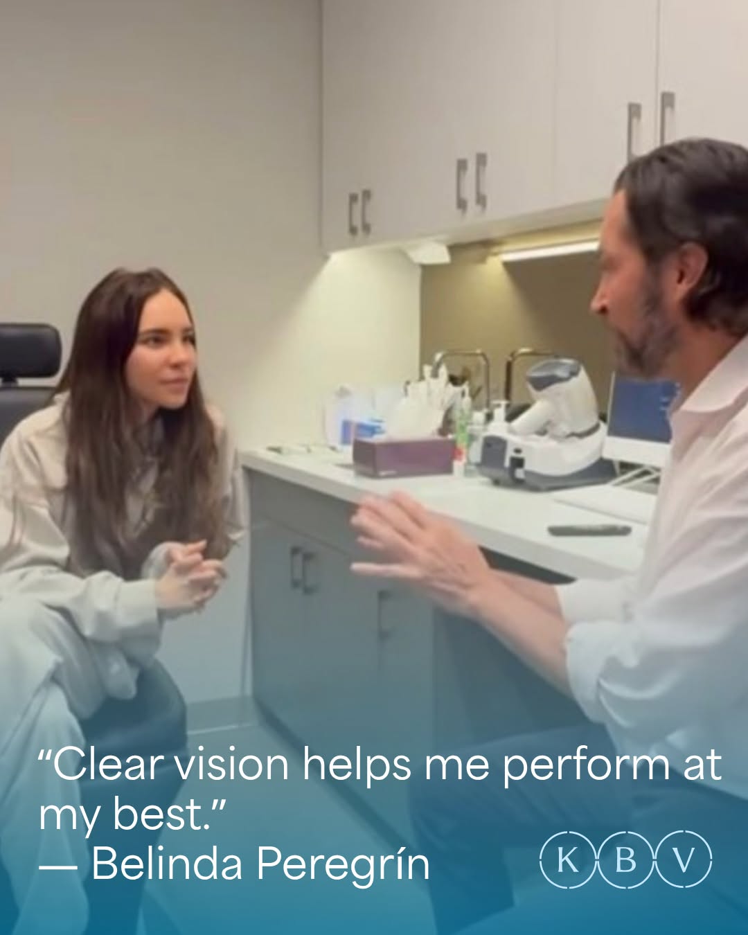 Instagram post by Dr. James R. Kelly: Clear vision. Elevated performance. Latin American superstar singer and model Belinda Peregrín came to Kelly Brissette Vision to enhance her…