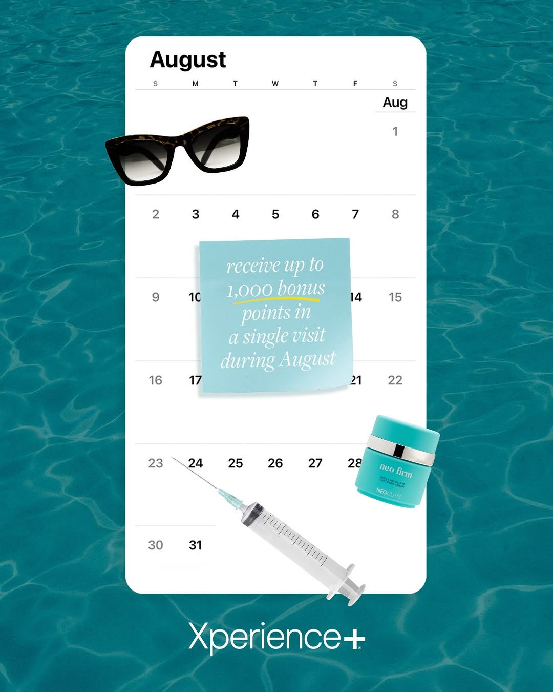 Instagram post by Dr. James W. Goodnight: Reminder: Future You likes saving money. Make the most of August with 2X points on eligible Xperience+ treatment(s), up to 1,000 bonus point…