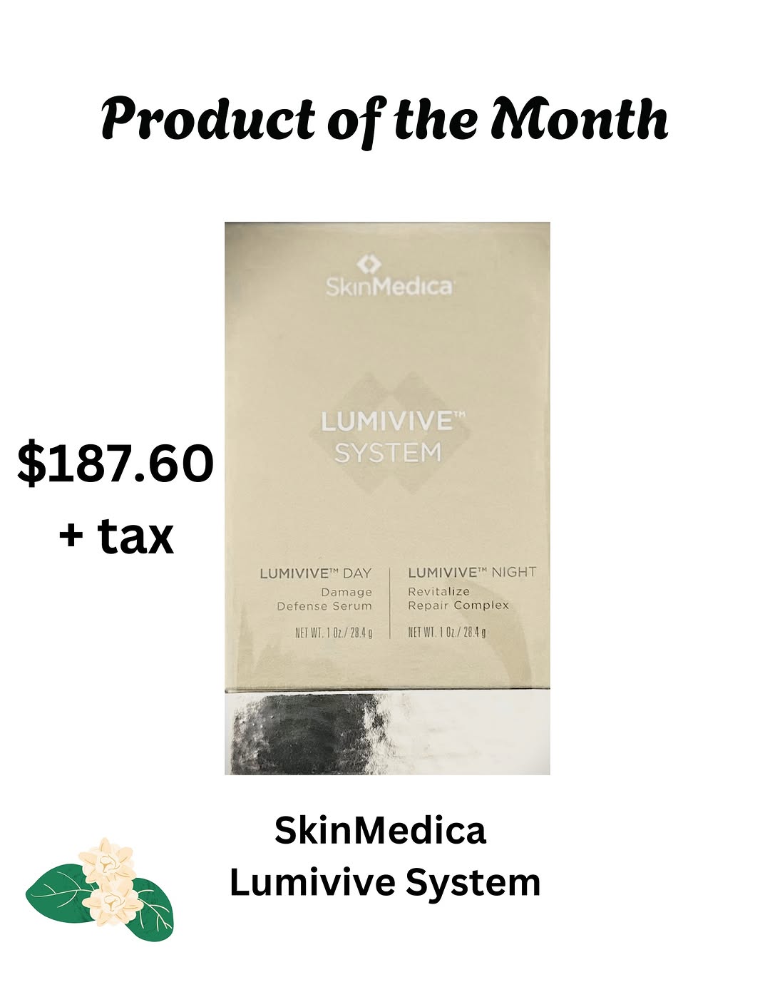 Instagram post by Dr. Janet M. Neigel: Our product of the month for August is SkinMedica Lumivive System. We are offering 30% off so grab them while you can!