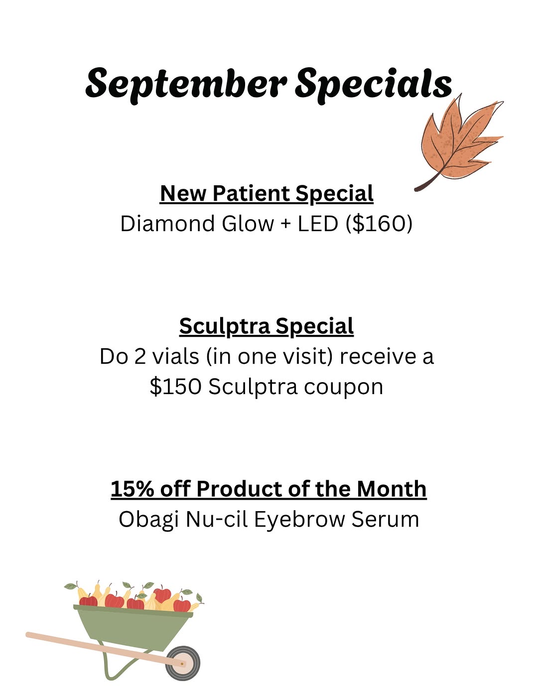 Instagram post by Dr. Janet M. Neigel: September specials are here! Talk with your provider if you have any questions regarding our September special.