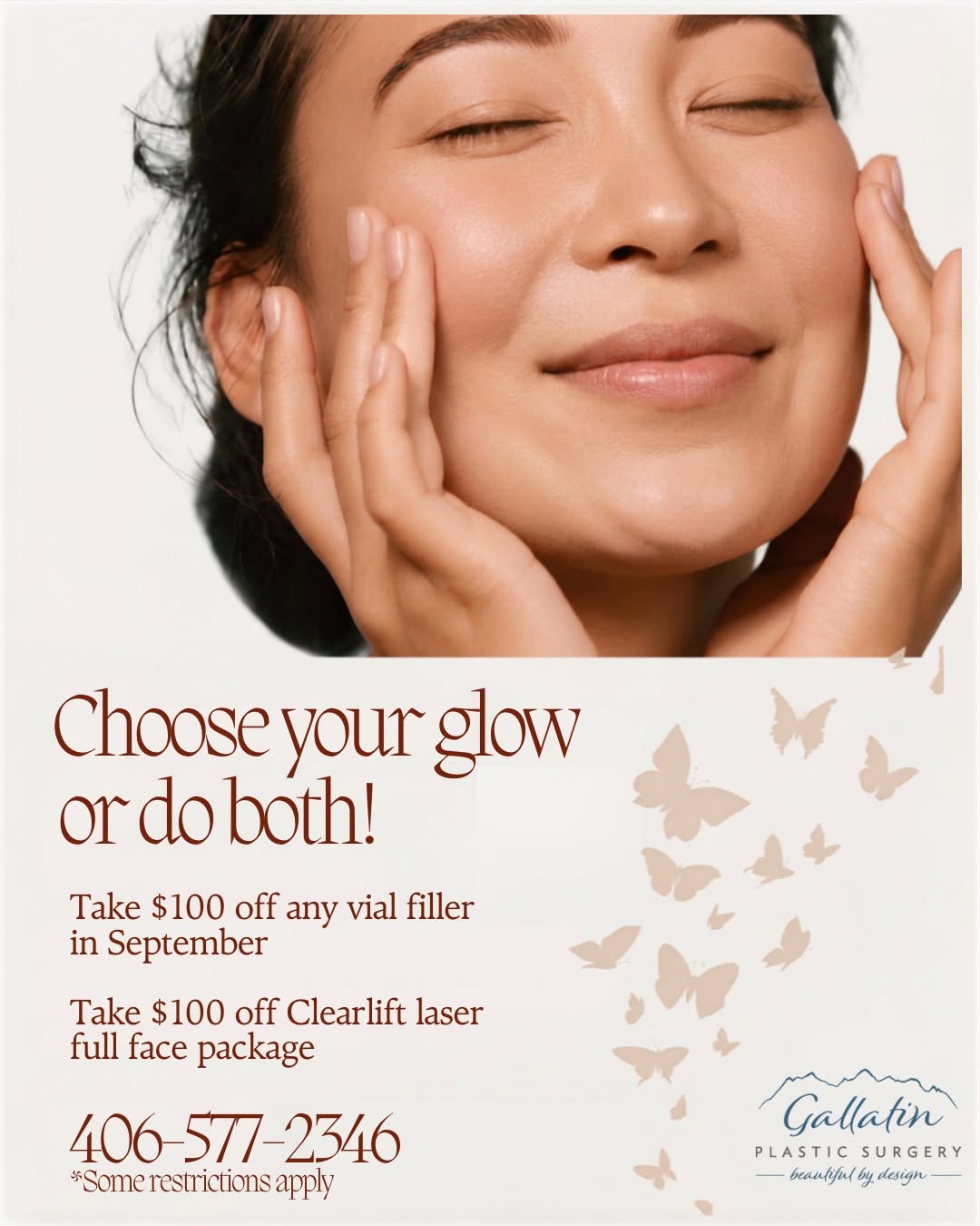 Instagram post by Dr. Jarred McDaniel: Plump & Glow with our September Special! Call 406-577-2346 to schedule. *Some restrictions apply. #botox #botoxbozeman #boardcertified #gall…