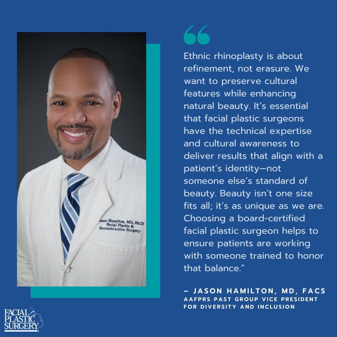 Instagram post by Dr. Jason S. Hamilton: According to the AAFPRS, rhinoplasty remains the most requested procedure in 2024, with nearly 80% of members noting an increase in revision…