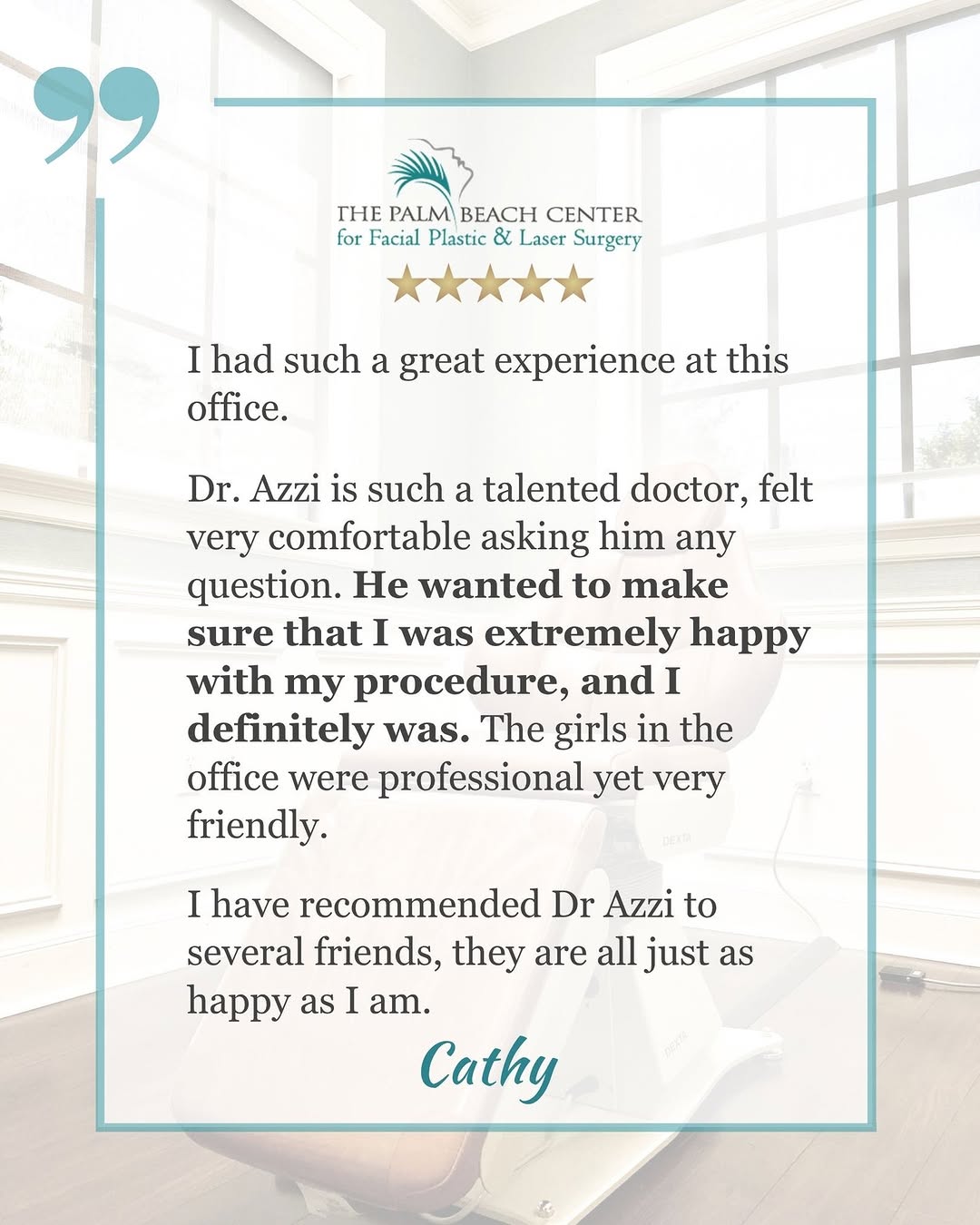 Instagram post by Dr. Jean-Paul Azzi: Thank you, Cathy ☺️ #DrAzzi #facialplasticsurgeon #JupiterFL #StuartFL #faceliftsurgeon