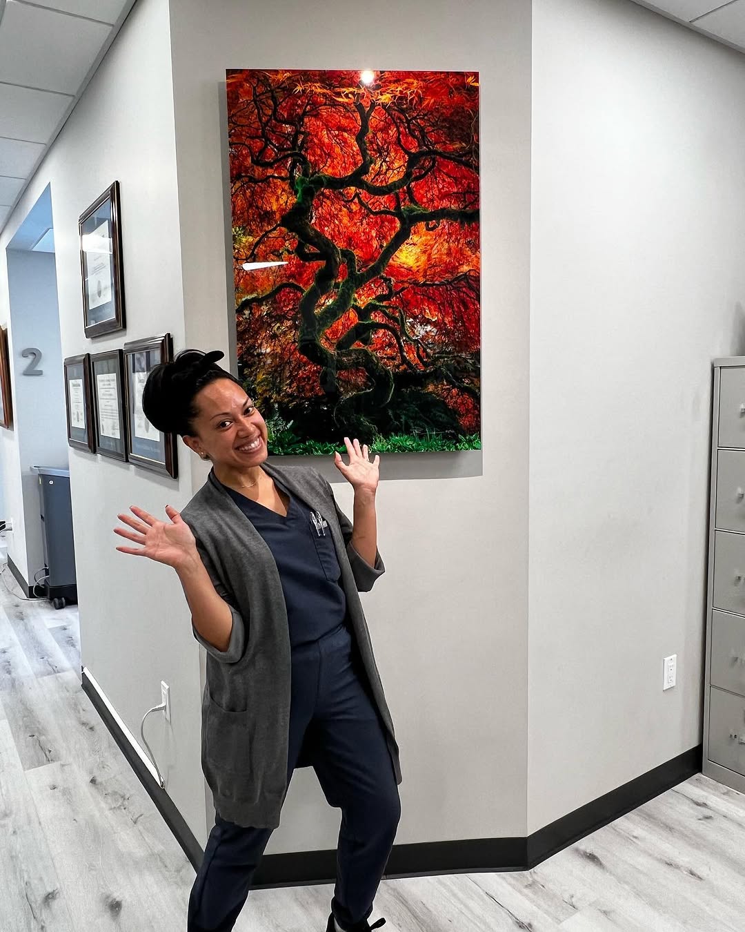 Instagram post by Dr. Jeff Kotsubo: Celebrating Maile and her 20th anniversary working with our team! Congratulations Maile on reaching this milestone! You have been a steady, …