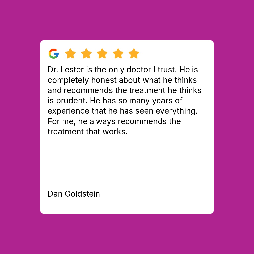 Instagram post by Dr. Jeff Lester: Another happy patient! ⭐⭐⭐⭐⭐ Learn more about our services at https://trilogymedical.net/