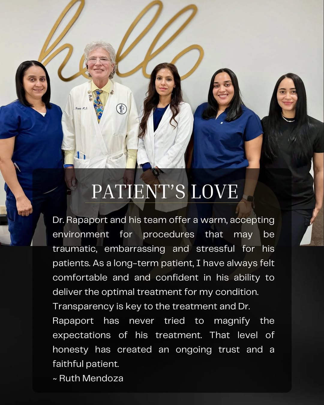 Instagram post by Dr. Jeff Rapaport: Such a beautiful review from a longtime patient. 🤍 We’re incredibly grateful for the trust our patients place in Dr. Rapaport and our entir…