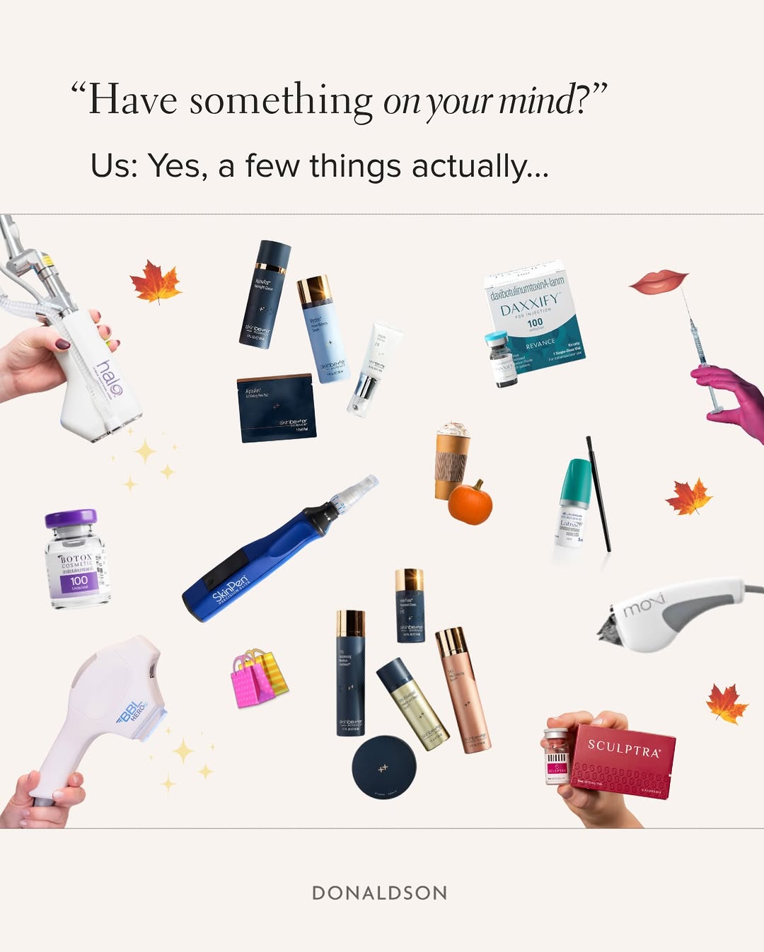 Instagram post by Dr. Jeffrey Donaldson: A few reasons we love fall: 💥 Laser season returns ✨ Skincare routines get a refresh 💉 Treatment plans get back on track ☕ Everything feel…