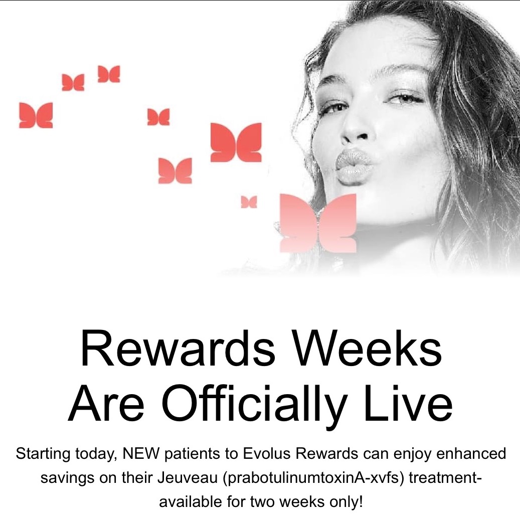 Instagram post by Dr. Jeffrey Edman: Rewards Weeks are officially live—and the timing couldn’t be better! ✨ New Evolus Rewards members may be eligible for enhanced savings ($80 …