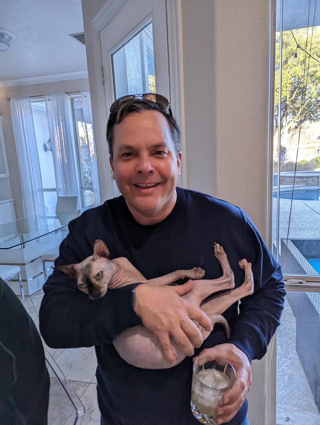Instagram post by Dr. Jeffrey Hantes: Super Bowl with my sweet kitty