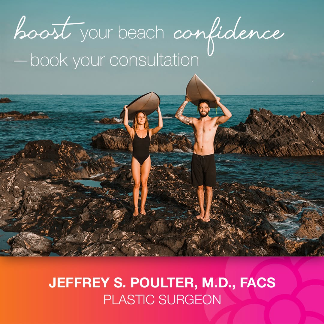Instagram post by Dr. Jeffrey Poulter: Celebrate National Beach Day with confidence! ✨ Whether you're aiming for a smoother silhouette or a refreshed look, Dr. Poulter offers pers…