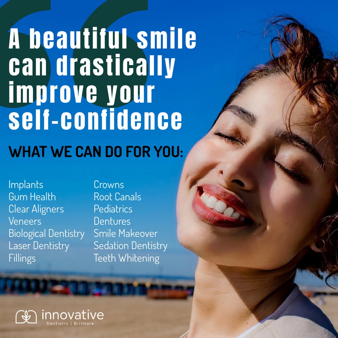 Instagram post by Dr. Jennifer Ebner, DDS: Your self-confidence can be significantly increased by a stunning smile. Here's what we can do for you! 💓 . . . #cosmeticdentistry #biltmor…