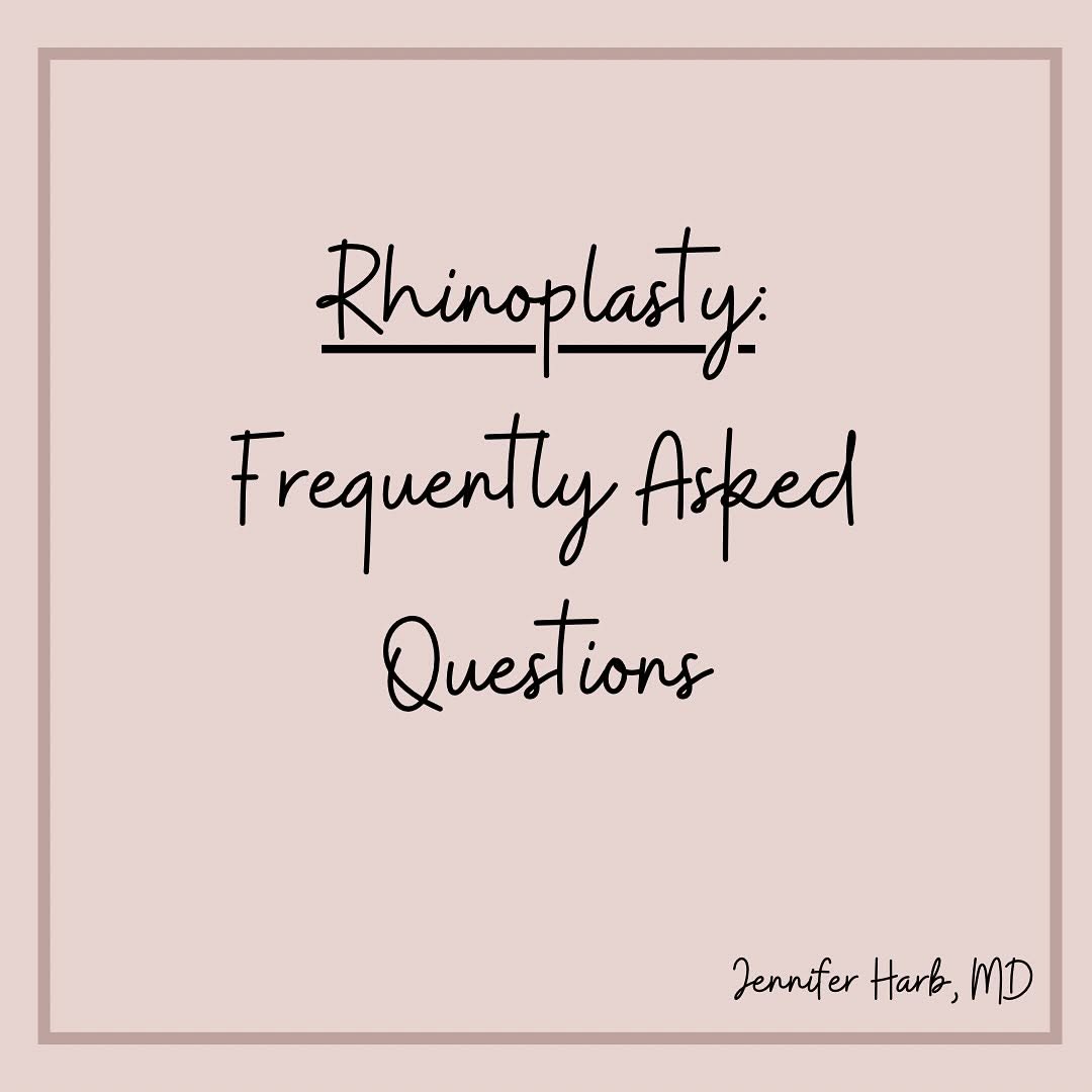 Instagram post by Dr. Jennifer L. Harb: Lots of patients come in with questions about nasal surgery and rhinoplasty, especially about the recovery process! Here are a couple common…