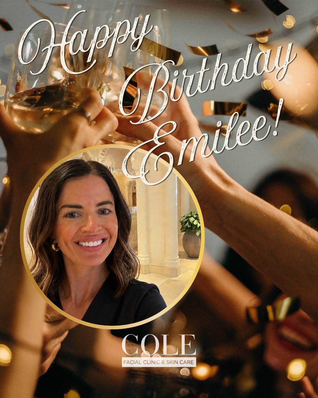 Instagram post by Dr. Jeptha N. Cole: Happy Birthday to our Emilee! 🤍 We are so grateful for all that you bring to Cole Facial Clinic — your talent, your heart, and the way you …