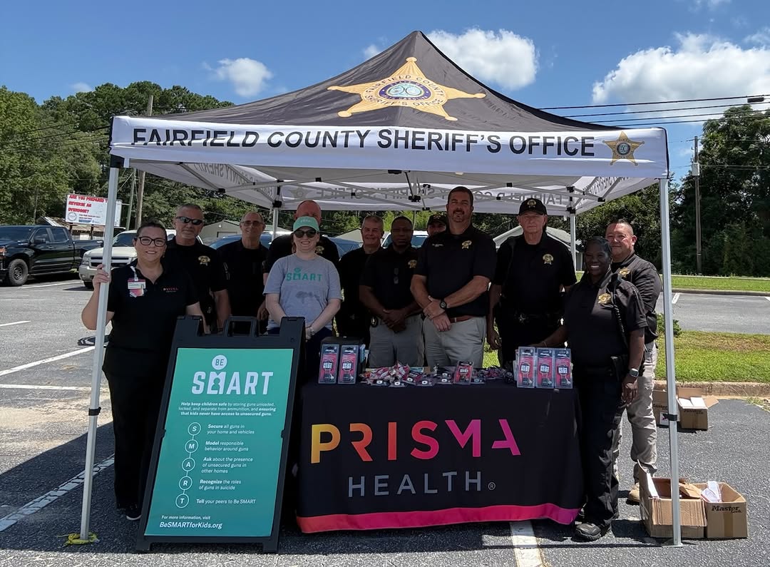 Instagram post by Dr. Jeremiah Miller: Prisma Health Richland Hospital recently joined community partners across the Midlands for firearm lock giveaway events focused on one impor…