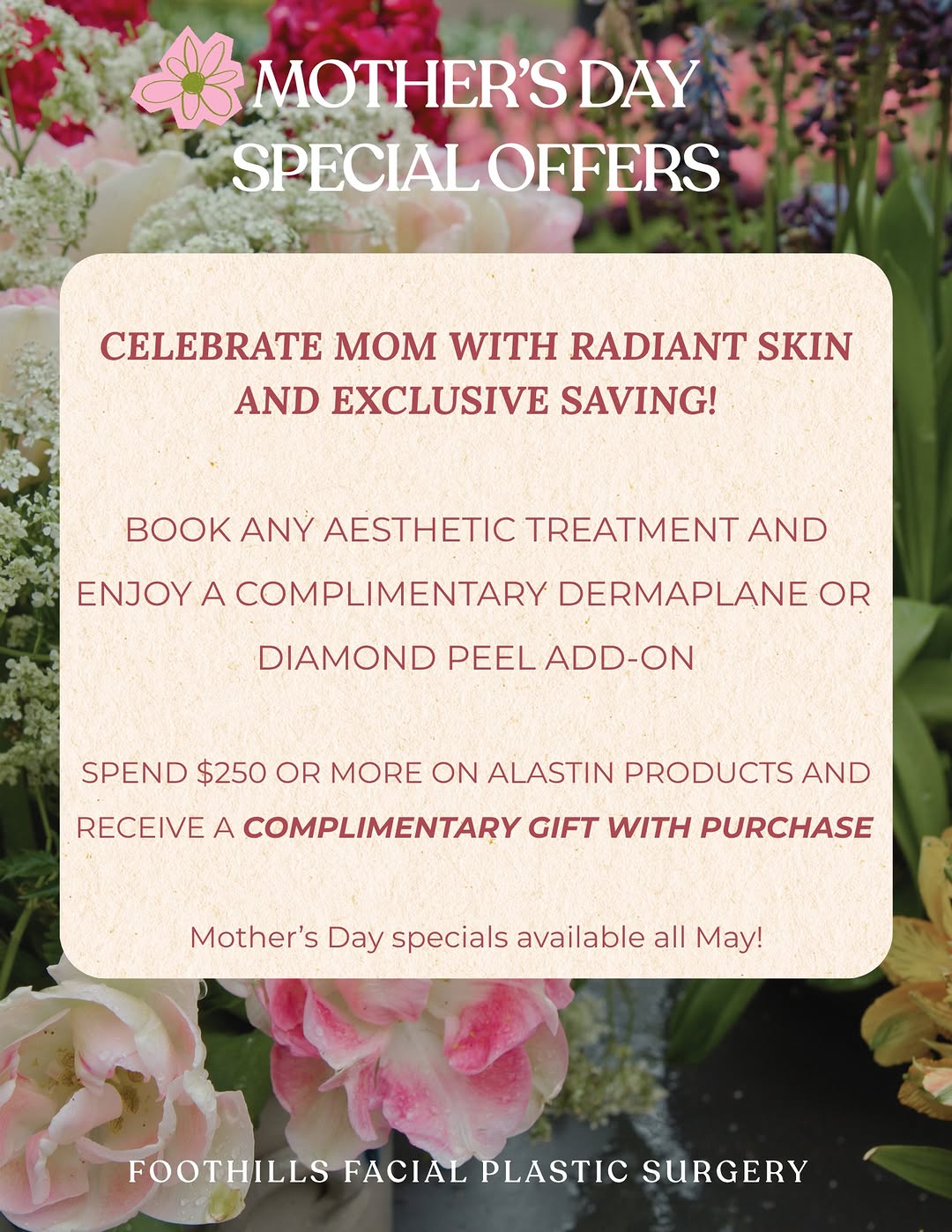 Instagram post by Dr. Jerold Olson: The Perfect Mother’s Day Treat ✨ A refreshed, healthy-looking glow. Book any aesthetic treatment and receive a complimentary dermaplane or d…