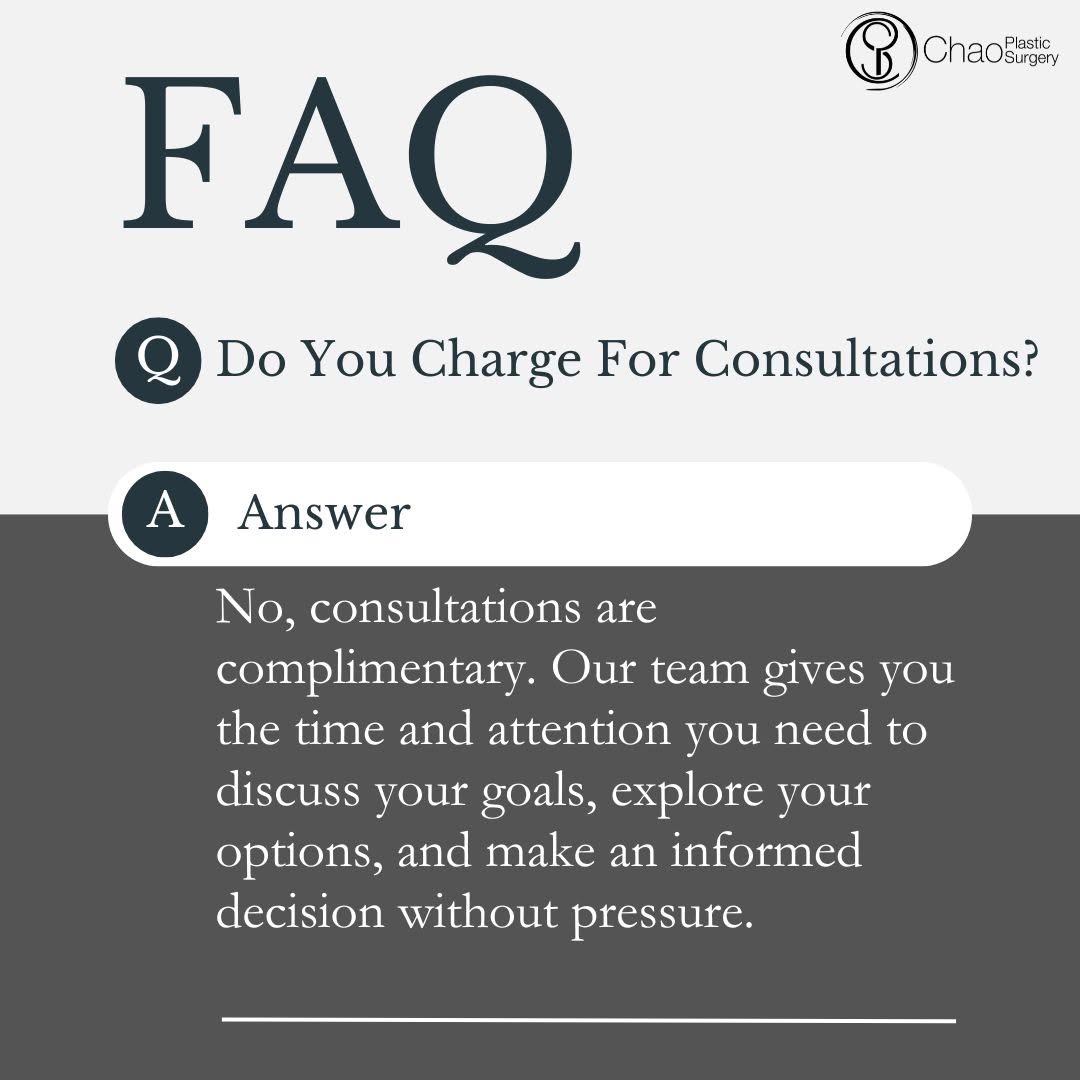 Instagram post by Dr. Jerome D. Chao: No, consultations at Chao Plastic Surgery are complimentary. Your consultation is an opportunity to sit down with our team, discuss your goa…