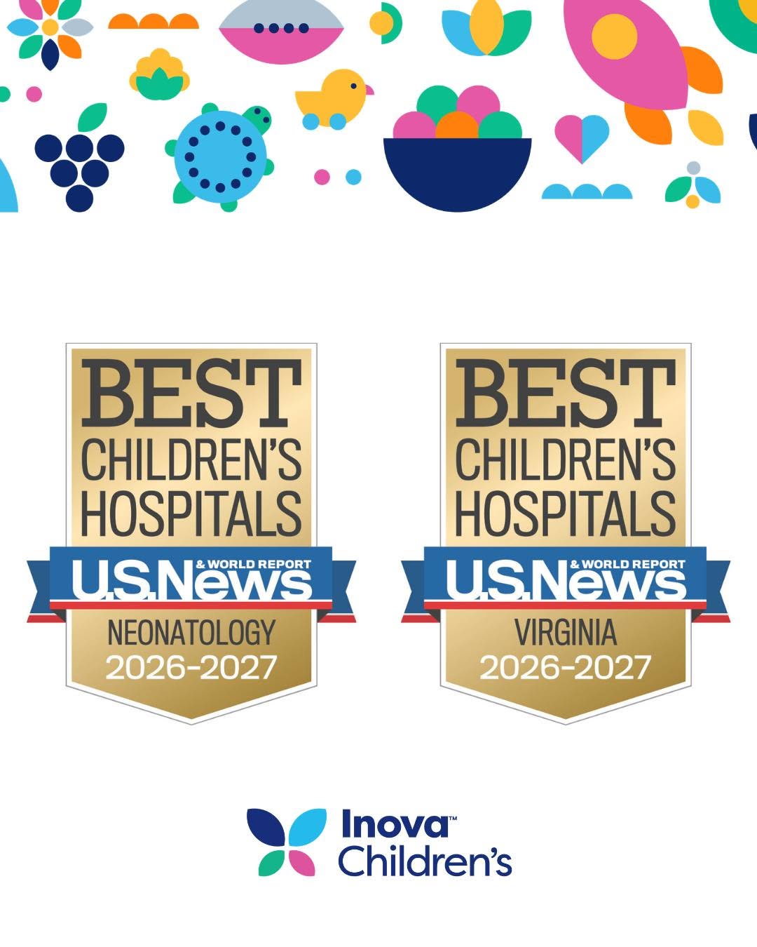Instagram post by Dr. Jessica Wright: 🎉 We’re proud to share that Inova L.J. Murphy Children's Hospital has been recognized as one of the 40 best hospitals in the U.S. for neona…