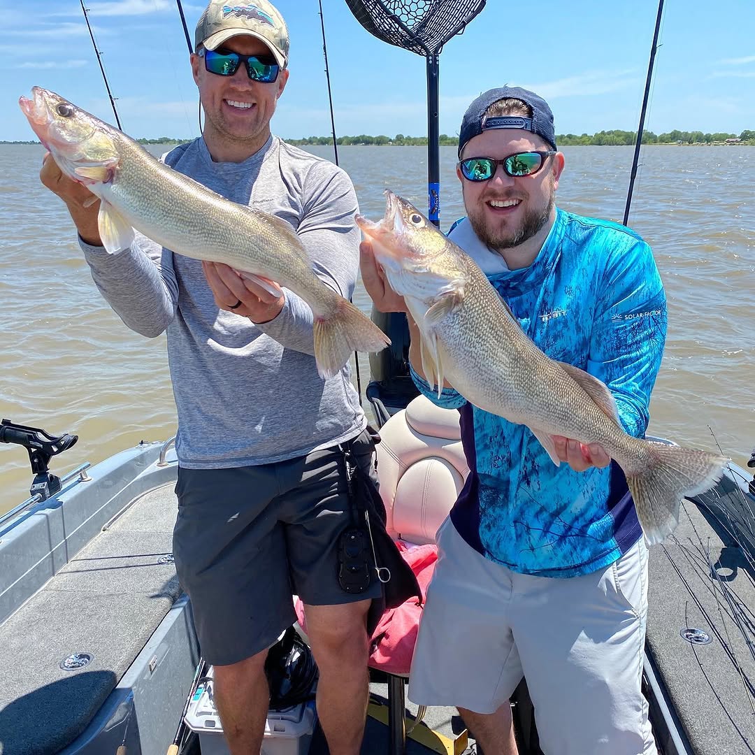 Instagram post by Dr. JK Dillehay: Caught some nice walleye today! Not bad for Kansas! #kansaswalleye #fishing #funclosetohome