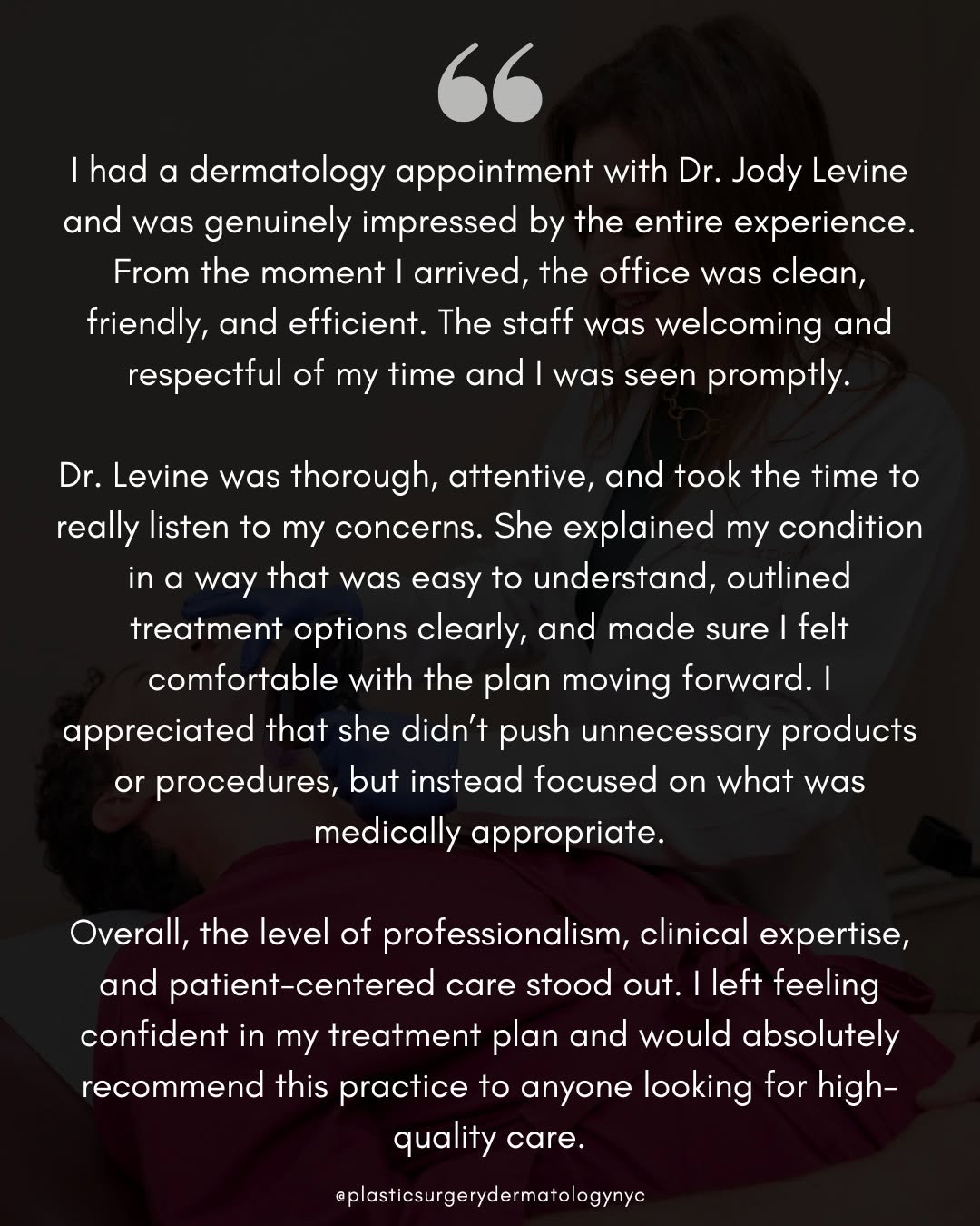 Instagram post by Dr. Jody A. Levine: Thank you for sharing! We truly appreciate when our patients take the time to leave us feedback on their experience in our office.